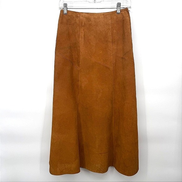 Avon Fashions Dresses & Skirts - Avon Fashions VTG Suede 100% Leather Flare Maxi Skirt Western Boho Size 7/8